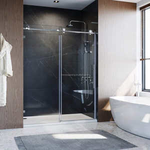 Porte de douche latérale en verre trempé transparent étanche <span class=keywords><strong>LG</strong></span> Modern, surface finie, usage intérieur, épaisseur 10 mm, pour salle de bain d'hôtel - Product Image 1