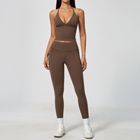 Nouvel Arrivage Ensemble de Yoga pour Femme Dos Nu à Bretelles Croisées, Soutien Antichoc, Haute Élasticité, Effet Ventre Plat et Remonte-Fesses, Tenue de Sport