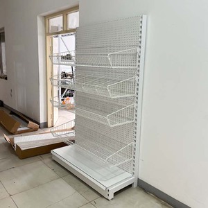 Estante de Exhibición de Malla Metálica de Una Cara, Color Blanco, Personalizado de Fábrica, para Supermercados, Estantes de Góndola - Product Image 1