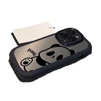 Coque de téléphone antichoc en silicone mat compatible avec 14 Pro/15 Pro Max/14 Plus/16 New Pro, protection de l'objectif, motif panda mignon
