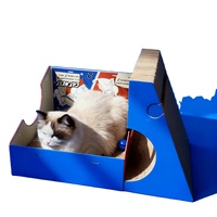 Grattoir interactif pour chat en carton ondulé recyclé, double usage pour gratter et se reposer