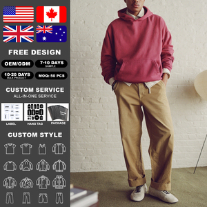 Sudadera con Capucha KingSen OEM para Hombre, Invierno, 100% Algodón, Transpirable, con Encaje Bordado, Lavado a la Piedra, Impresión Digital Personalizada, Estilo Hip Hop - Product Image 2