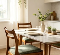 Chaise de salle à manger en bois massif avec coussin en tissu lin, design moderne et ergonomique, idéale pour appartements, salons, cafés et restaurants