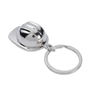 Custom Cute Mini Engineer Hat Shape Metal Keychain 3d Hats Keyrings For Souvenir Gift