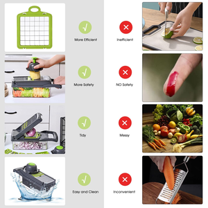 Hachoir à légumes 13-en-1 sans BPA, hachoir à oignons professionnel, trancheuse mandoline, lames en acier inoxydable, en stock dans l'entrepôt américain - Product Image 3