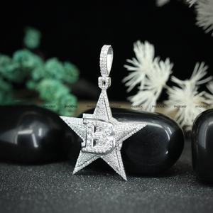 Colgante Personalizado con Forma de Estrella, Completamente Engastado con Moissanita VVS, Joyería Fina, Estilo Hip Hop, para Hombre, Rapero, Plata de Ley 925, Regalo - Product Image 4