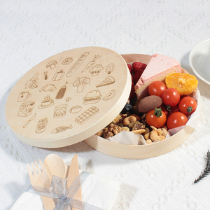 Offre Spéciale – Plateau de Présentation Rond <span class=keywords><strong>en</strong></span> <span class=keywords><strong>Bois</strong></span> pour Fromages et Charcuteries, avec Couvercle <span class=keywords><strong>en</strong></span> <span class=keywords><strong>Bois</strong></span>, Idéal pour Noël, Emballage Cadeau OEM - Product Image 1