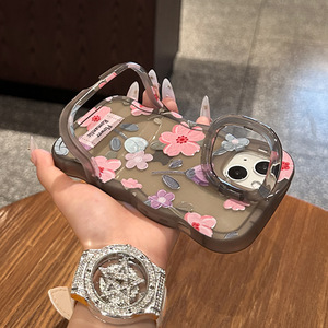Funda Protectora para Teléfono Móvil con Diseño de Flores Pintadas al Óleo, Doble Soporte Invisible, Borde Ondulado, TPU, para <span class=keywords><strong>iPhone</strong></span> 11 <span class=keywords><strong>12</strong></span> 13 14 15 16 17 Pro Max - Product Image 2