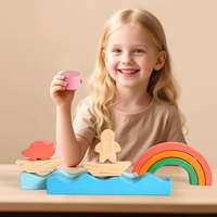 Juego de Bloques de Formas Creativas de Madera Montessori, 46 Piezas, Juguete Apilable, Educativo para Niños Pequeños, Aprendizaje STEM, Juego Sensorial, Regalo Divertido