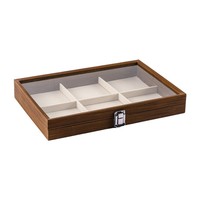 Boîte de rangement à bijoux en bois carrée SHI SHENG à 100 emplacements avec couvercle transparent pour colliers, boucles d'oreilles, bagues, bracelets