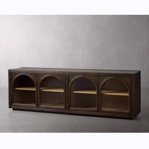 Mueble de TV de Alta Gama Estilo Americano, de Madera Maciza y Vidrio, para Sala de Estar, Hotel o Villa, Mueble de Exhibición Sencillo pero Elegante - Product Image 3