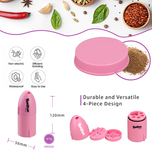 HoneyPuff Manual Spice <b>Grinder</b> Pink 4-Piece Plastic HP020 Durable Efficient Grinding With Storage Case - Product Image 2