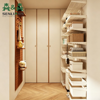 SLS Meuble d'entrée moderne sur mesure avec porte dissimulée, banc de rangement multifonctionnel pour entrée avec crochets et patères