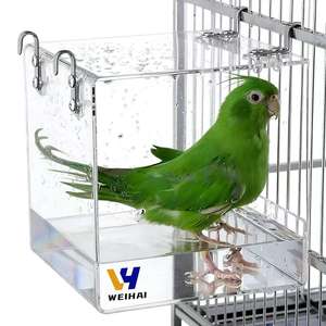 Kalın akrilik kuş banyosu ve otomatik besleyici kase şeffaf no-dökülme gıda konteyner asılı fincan papağan kafes için - Product Image 1