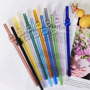 Accesorios de Bar, Pajitas Onduladas de Vidrio para Beber con Cepillo de Limpieza - Product Image 3