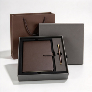 Boîte vide de luxe pour ensemble stylo et carnet A5 dans un coffret cadeau rigide, couverture en cuir vert, emballage de papeterie haut de gamme - Product Image 5