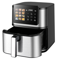 Friteuse à air numérique en acier inoxydable 267162, 5l, 6l, 8l, 11l, sans huile, intelligente, électrique, avec écran tactile et intérieur métallique