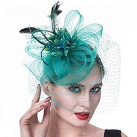 Serre-tête Fascinator pour femme avec plumes et fleurs, idéal pour le Derby, les Tea Party, les cocktails et les mariages
