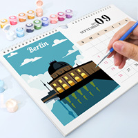 Nouveauté 2027 - Calendrier de bureau à peindre par numéros - Kit de peinture artistique DIY - Design personnalisé - Décoration d'intérieur - Cadeau