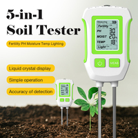 Vente en gros 5 en 1 pH mètre numérique testeur de PH du sol moniteur de fertilité analyseur de nutriments testeur de sol à double aiguille