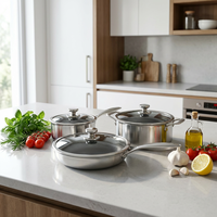 Ensemble de casseroles et poêles antiadhésives Sanlang en acier inoxydable 304 à 6 couches, motif nid d'abeille