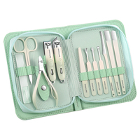 WELLFLYER MS-1379 Kit professionnel d'outils de manucure et pédicure en acier inoxydable, coupe-ongles, étui en cuir pour le soin des ongles des doigts et des orteils
