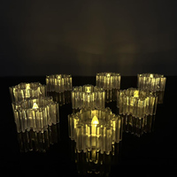 Vente en gros de bougies LED en forme de flocon de neige en plastique transparent brillant, fonctionnant sur piles, lampe d'ambiance de Noël pour la table
