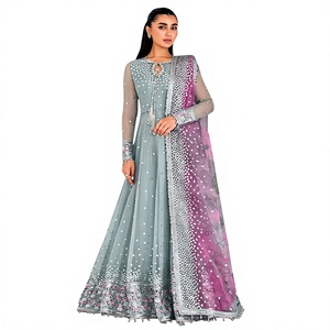 Vestido midi elegante y moderno para mujer, con lentejuelas y bordados, estilo India-Pakistán, ideal para bodas. - Product Image 2
