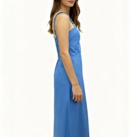 Robe mi-longue à imprimé floral bleu pour femmes, bretelles tressées, col carré, style bohème vintage, robe décontractée d'été pour les fêtes