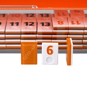 Two Tone Orange and White Rummy Travel Game Set Acrylic <strong>Rummikub</strong> With 4 Wooden Base Suit for Game Night and Gatherings - Product Image 3