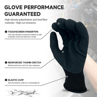 Gants de sécurité antidérapants en mousse de latex noire LF1331 à cinq doigts, compatibles écran tactile, personnalisables en gros pour OEM - Prix usine