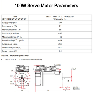 ชุดมอเตอร์ AC เฟสเดียว 220V 100W 0.32nm 3000rpm พร้อมไดรฟ์ EtherCAT สำหรับเครื่องพิมพ์ 3 มิติ JSSMK1-H2T0130BN26 เฟสเดียว 17- - Product Image 5
