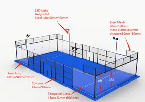 Padel 테니스 코트 10m * 20m 제조 패들 작업자 자신 만의 안전 야외 패들 테니스 코트 공장 건설