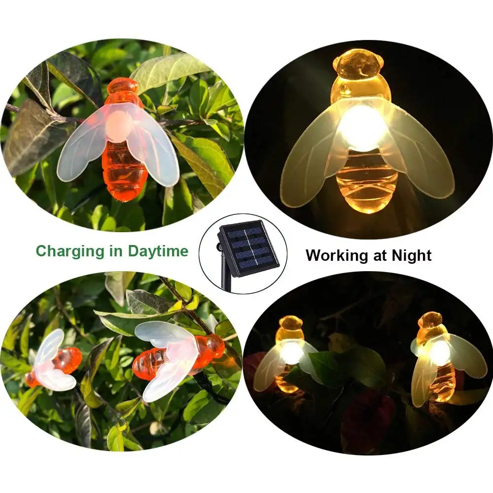 Wholesale Christmas Outdoor Garden Honey Bee Decoration Solar 30LED Light String