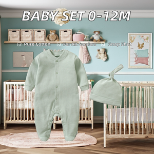 Conjunto de Ropa Personalizada para Bebé Recién Nacido, Mameluco con <span class=keywords><strong>Gorro</strong></span>, Traje de 2 Piezas, 0-12 Meses, 100% Algodón, Manga Larga, Conjunto de Mameluco con Pies para <span class=keywords><strong>Invierno</strong></span> - Product Image 2