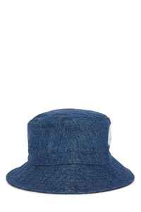 Best Selling Designer Apc Blue Cotton Denim Bucket <b>Hat</b> Printed <b>White</b> Stencil With Printed Logo on Top Applied on the Front - Product Image 3