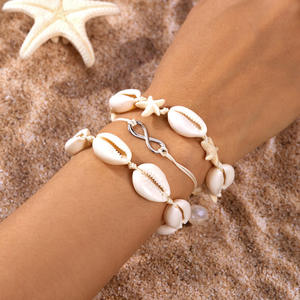 Bohemian Summer Beach Handmade Ajustável Woven <span class=keywords><strong>Rope</strong></span> Cowrie Shell <span class=keywords><strong>Ankle</strong></span> <span class=keywords><strong>Bracelet</strong></span> Branco Natural Sea Shell Pulseira para Homens Mulheres - Product Image 1