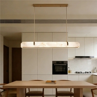 Lustre en métal et albâtre naturel haut de gamme, design linéaire, pour salle à manger, villas, projets hôteliers et comptoirs de bar