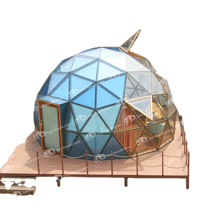 Geodesic Dome Tent Glass Dome House For Camp with Aluminum Frame and Tempered Glass at Factory Price