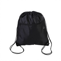 Sac à dos léger en polyester imperméable avec cordon de serrage, logo personnalisé, poche zippée, idéal pour la gym, les voyages et l'école