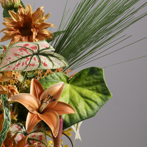 Jarrón marrón personalizado, girasoles artificiales, hecho a mano para Villa arreglo floral, <span class=keywords><strong>apartamento</strong></span> o cafetería, decoración de interiores - Product Image 5