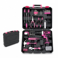 Ensemble d'outils de réparation pour la maison de 153 pièces avec perceuse sans fil au lithium, kit d'outils manuels multifonctionnels pour la maison dans un coffret de transport portable