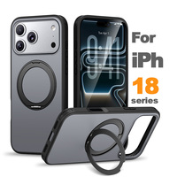 Étui magnétique mat premium effet seconde peau pour iPhone 18 17 16 15 Pro Max Air Plus avec support anneau rotatif, coque de protection en TPU + PC