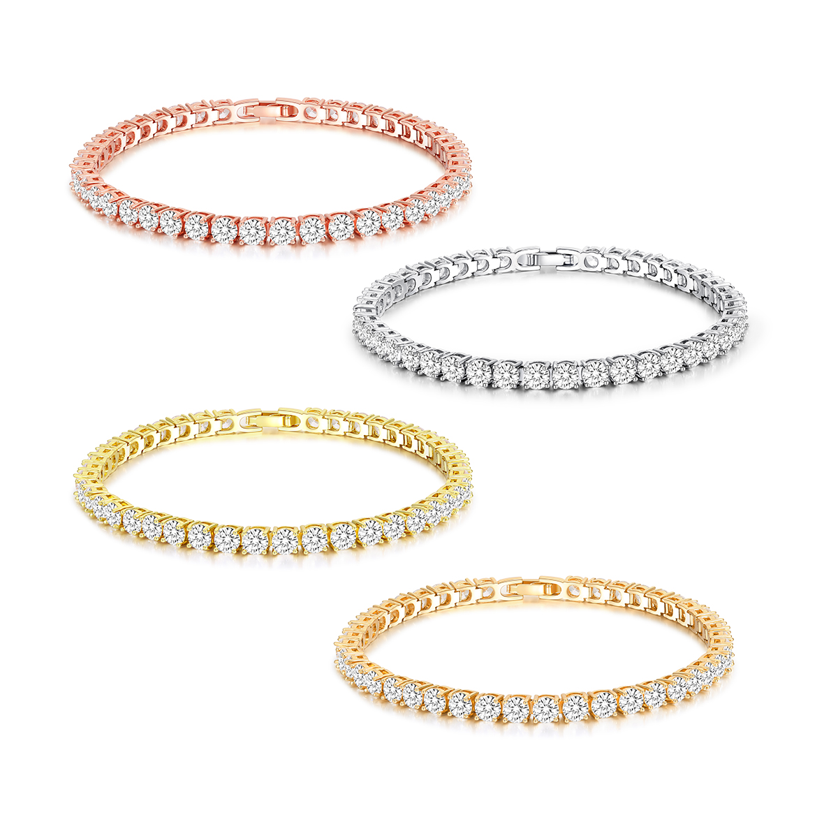 Personalizzato a mano cerchio 925 argento 5A zirconi 4MM bracciali da Tennis di alta qualità per le donne per le ragazze