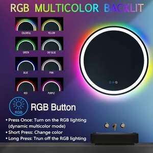 กระจกห้องน้ำ <span class=keywords><strong>Greenergy</strong></span> ขนาด 20 นิ้ว รุ่นโมเดิร์น พร้อมไฟ LED ติดผนัง ระดับ IP65 ไฟ RGB ด้านหน้า ป้องกันฝ้า ไฟอัจฉริยะ 3 ระดับ - Product Image 5