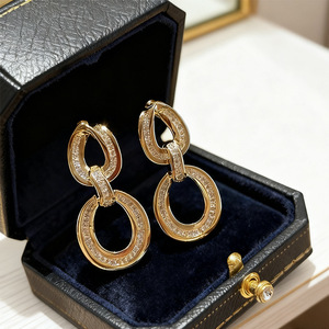 Orecchini Pendenti Geometrici a Spirale con Zirconi per Donne, Gioielli Minimalisti per Uso Quotidiano - Product Image 1