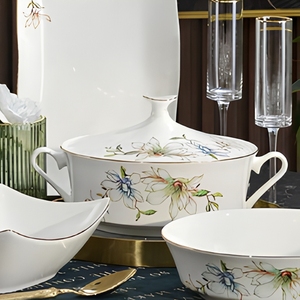 HIHUI Nuevo Juego de Vajilla de Porcelana China Estilo Pekín, Ligero, con Patrón Escénico, Acabado Esmaltado, Apto para Camping y Lavavajillas - Product Image 3