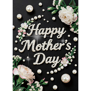 Kit de Peinture Diamant Floral Perle et Pois Joyeuse Fête des Mères <span class=keywords><strong>avec</strong></span> Texte de Vœux pour Décoration Murale DIY et Cadeau - Product Image 1