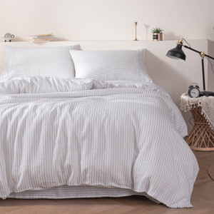 Juego de sábanas de lino francés lavado vintage, funda de almohada tejida y juego de sábanas de ropa de cama - Product Image 4
