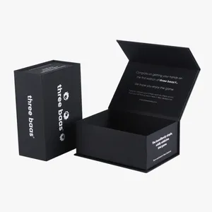 caja de reloj electrónico Suppliers-Cajas de Regalo magnéticas de cartón con cierre de logotipo personalizado, embalaje de lujo, color negro mate